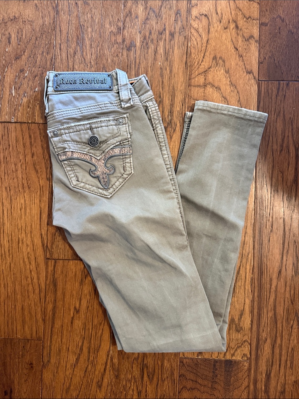 Rock Revival Skinny Jeans in Khaki Green